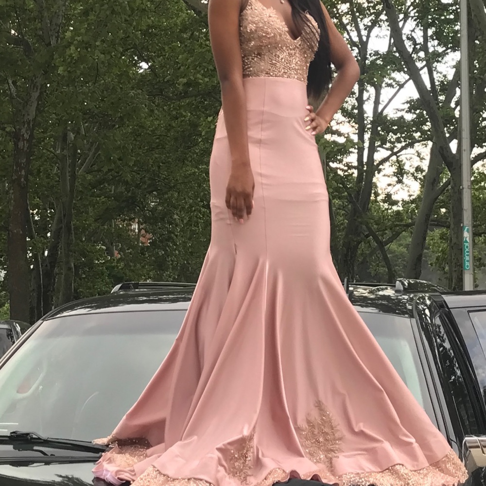 Custom Blush and Champagne Prom Dress